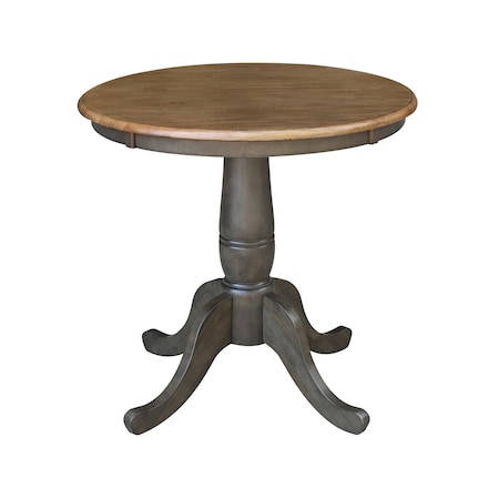 International Concepts Round 30 in Round Top Pedestal Table, 29.1 inH, Hickory/Washed Coal, 30 W, 30 L, 29.1 in H, Wood K45-30RT